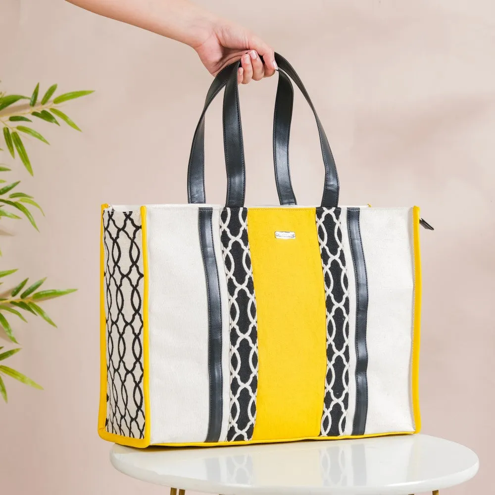 Canvas Cotton Tote Bag Yellow Large 17 X 12 Inch