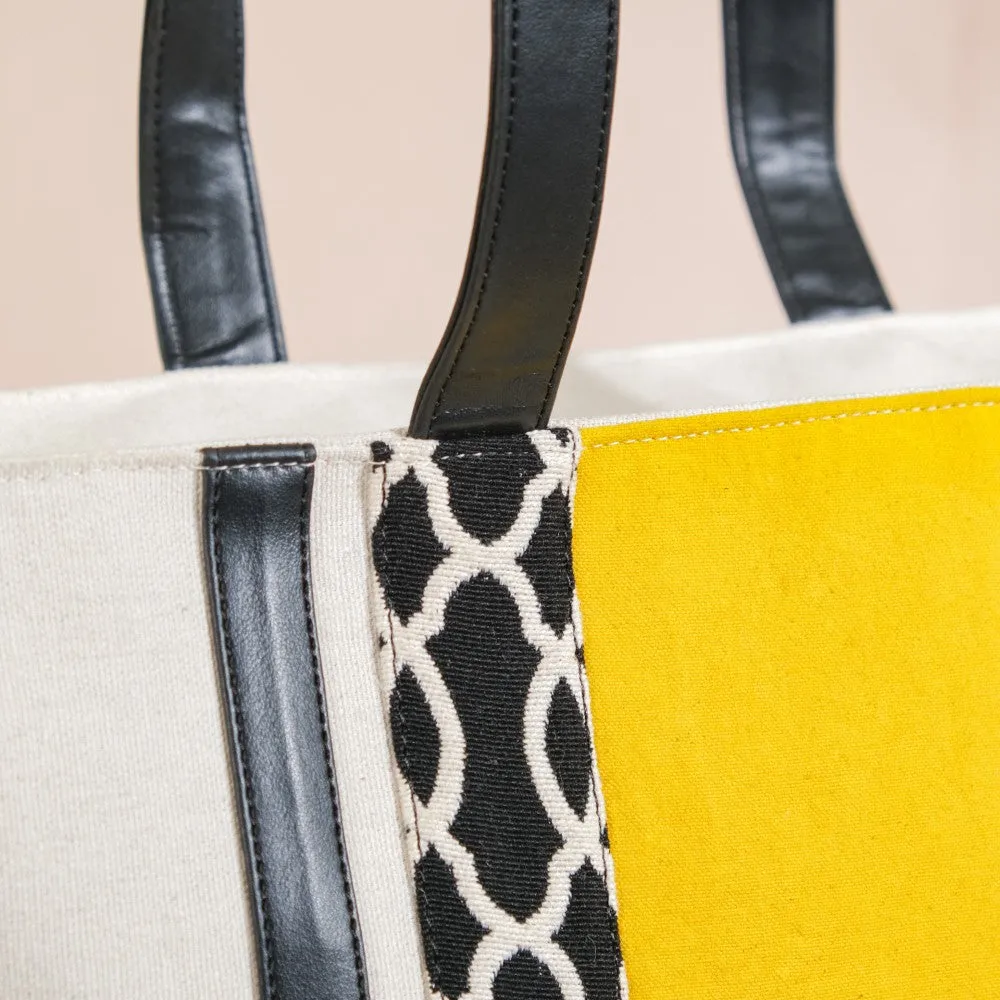 Canvas Cotton Tote Bag Yellow Large 17 X 12 Inch