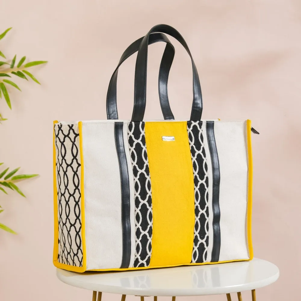 Canvas Cotton Tote Bag Yellow Large 17 X 12 Inch
