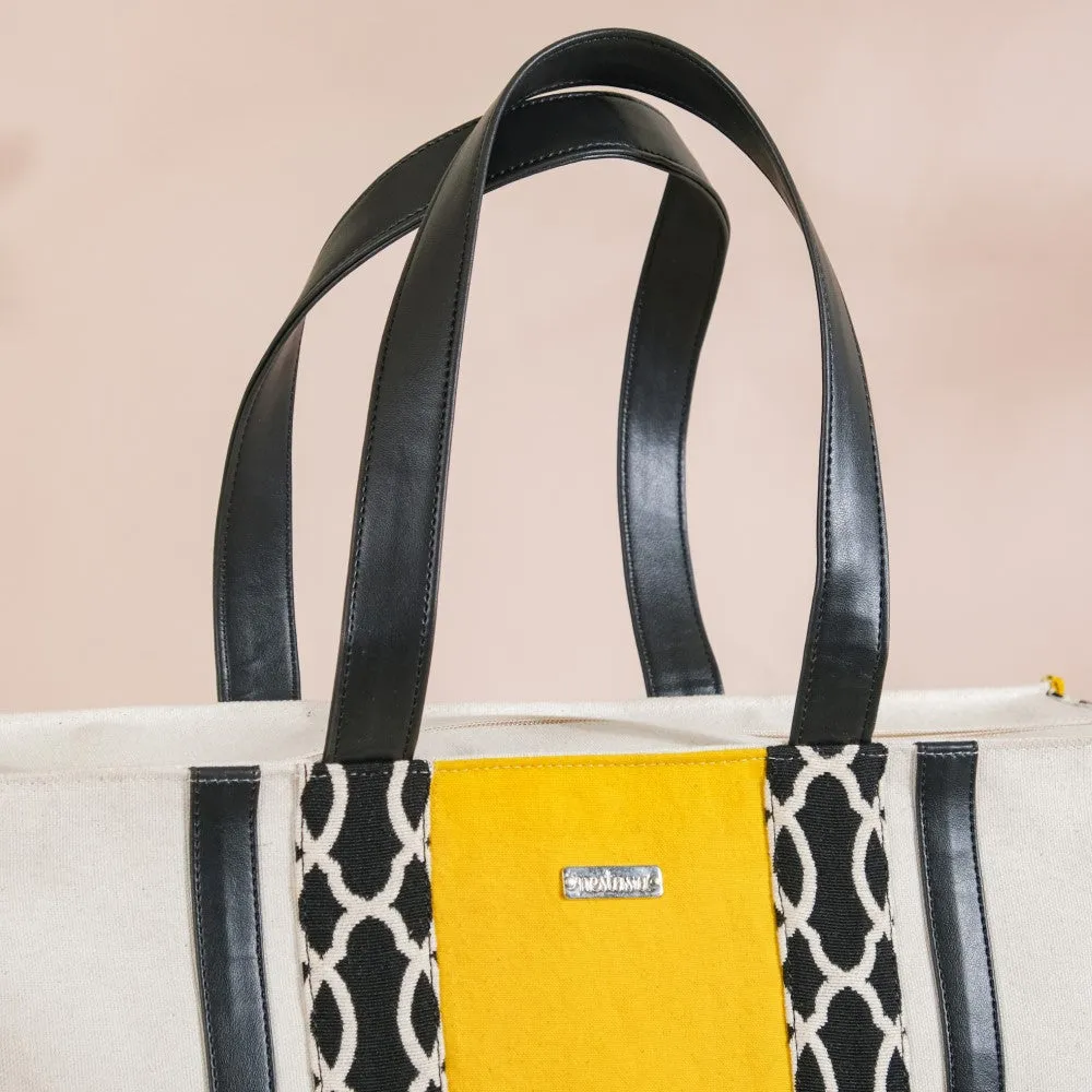 Canvas Cotton Tote Bag Yellow Large 17 X 12 Inch