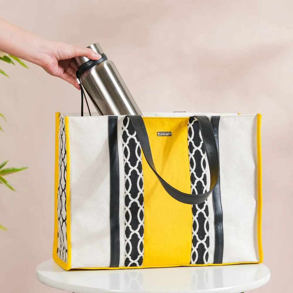 Canvas Cotton Tote Bag Yellow Large 17 X 12 Inch