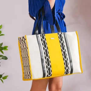 Canvas Cotton Tote Bag Yellow Large 17 X 12 Inch