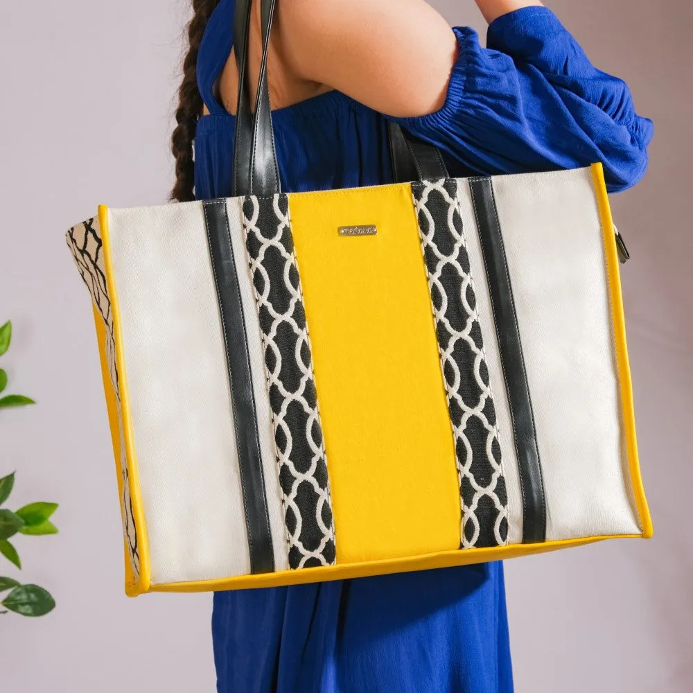 Canvas Cotton Tote Bag Yellow Large 17 X 12 Inch