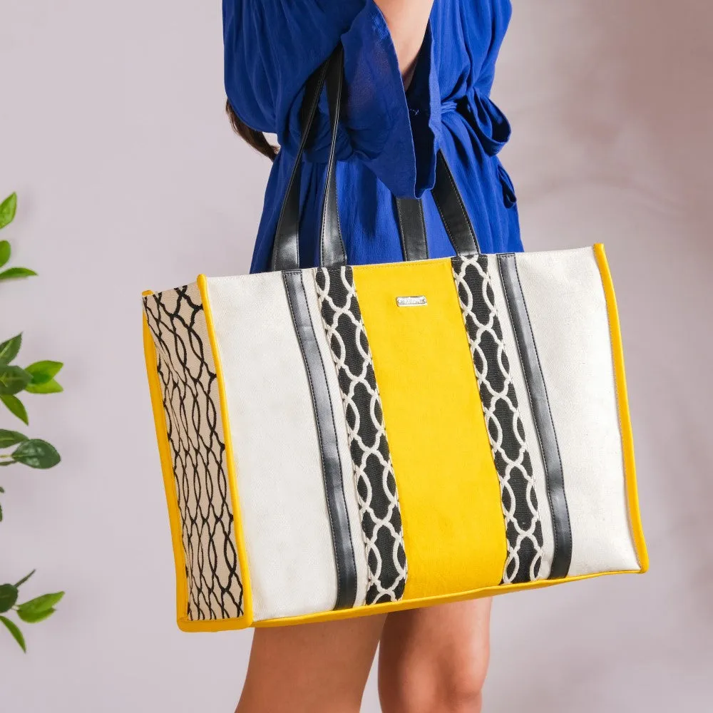 Canvas Cotton Tote Bag Yellow Large 17 X 12 Inch