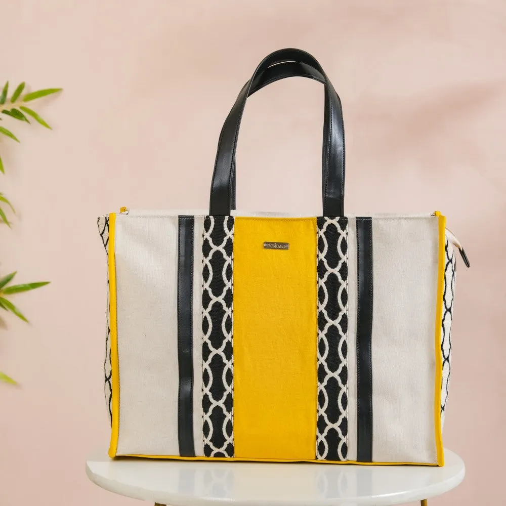 Canvas Cotton Tote Bag Yellow Large 17 X 12 Inch
