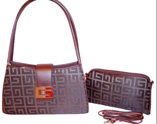 canvas  signature plaid dual bags handbag wallet set purse Designer Inspired brown