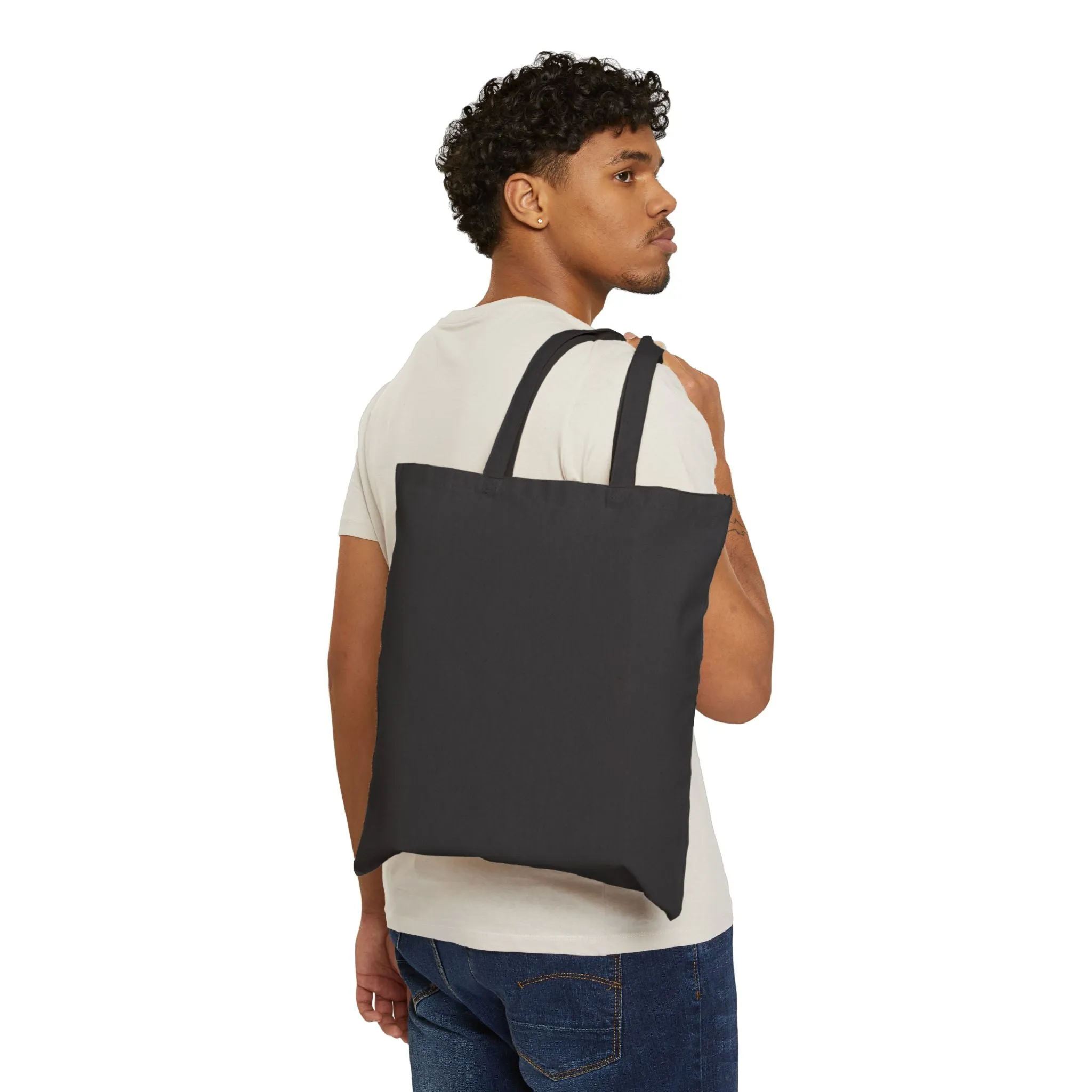 Canvas Tote Bag - Black Cat Floral Background