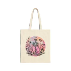 Canvas Tote Bag - Skeleton and Flowers