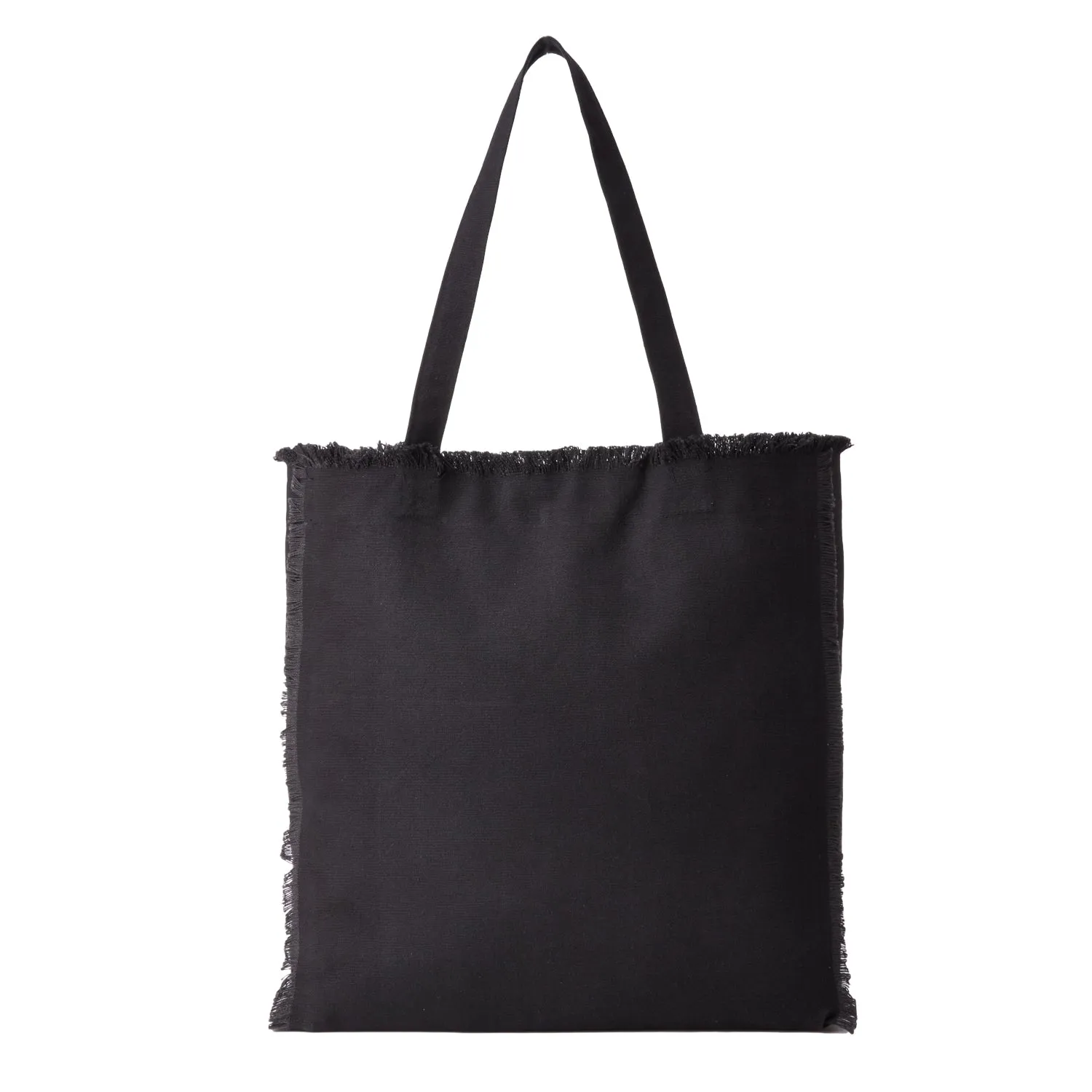 CANVAS TOTE BAG WITH FRAY EDGES BLACK