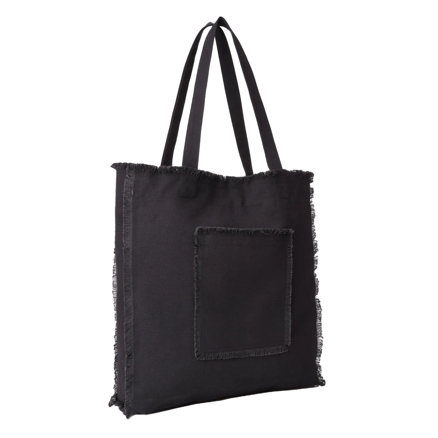 CANVAS TOTE BAG WITH FRAY EDGES BLACK
