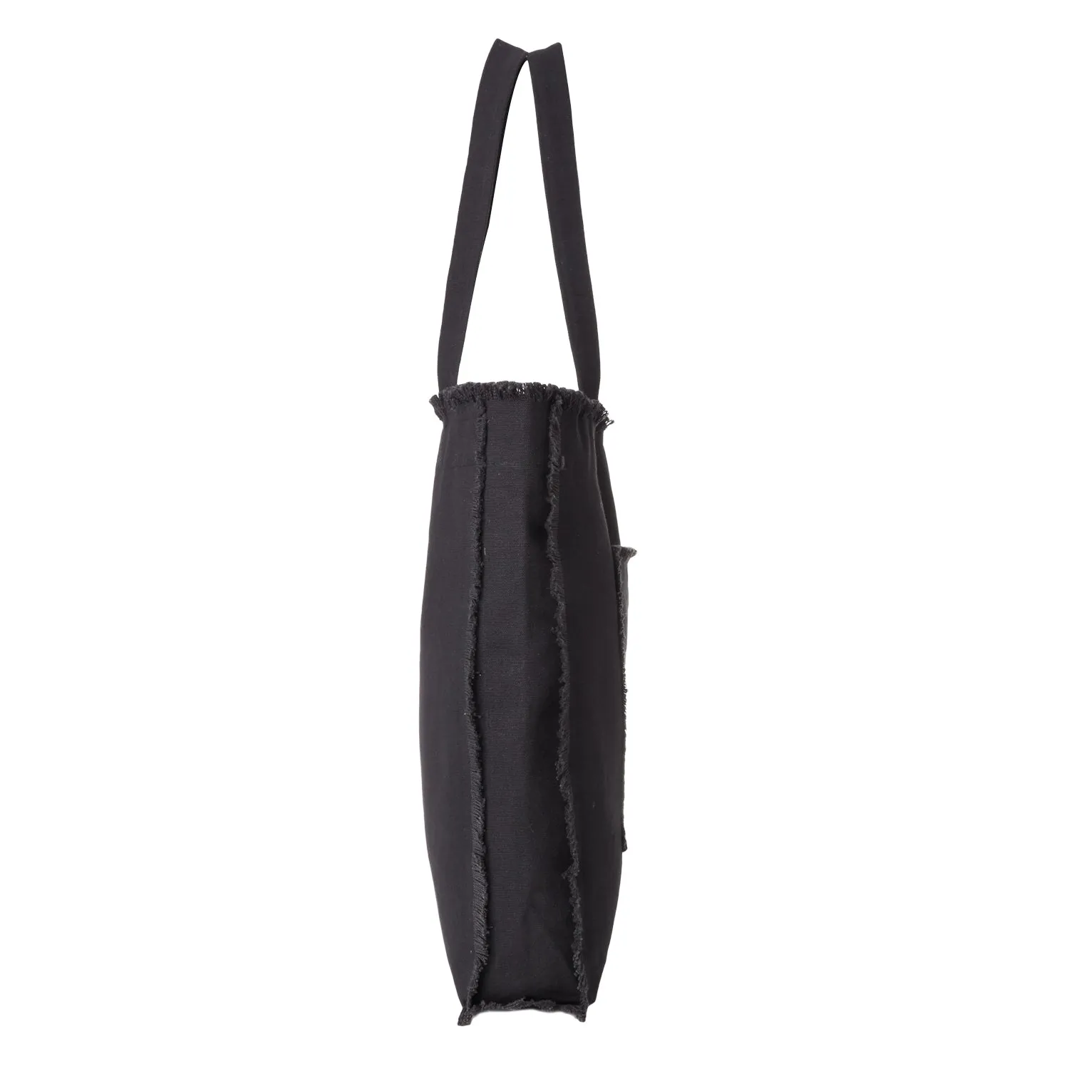CANVAS TOTE BAG WITH FRAY EDGES BLACK
