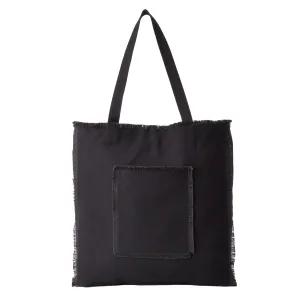 CANVAS TOTE BAG WITH FRAY EDGES BLACK