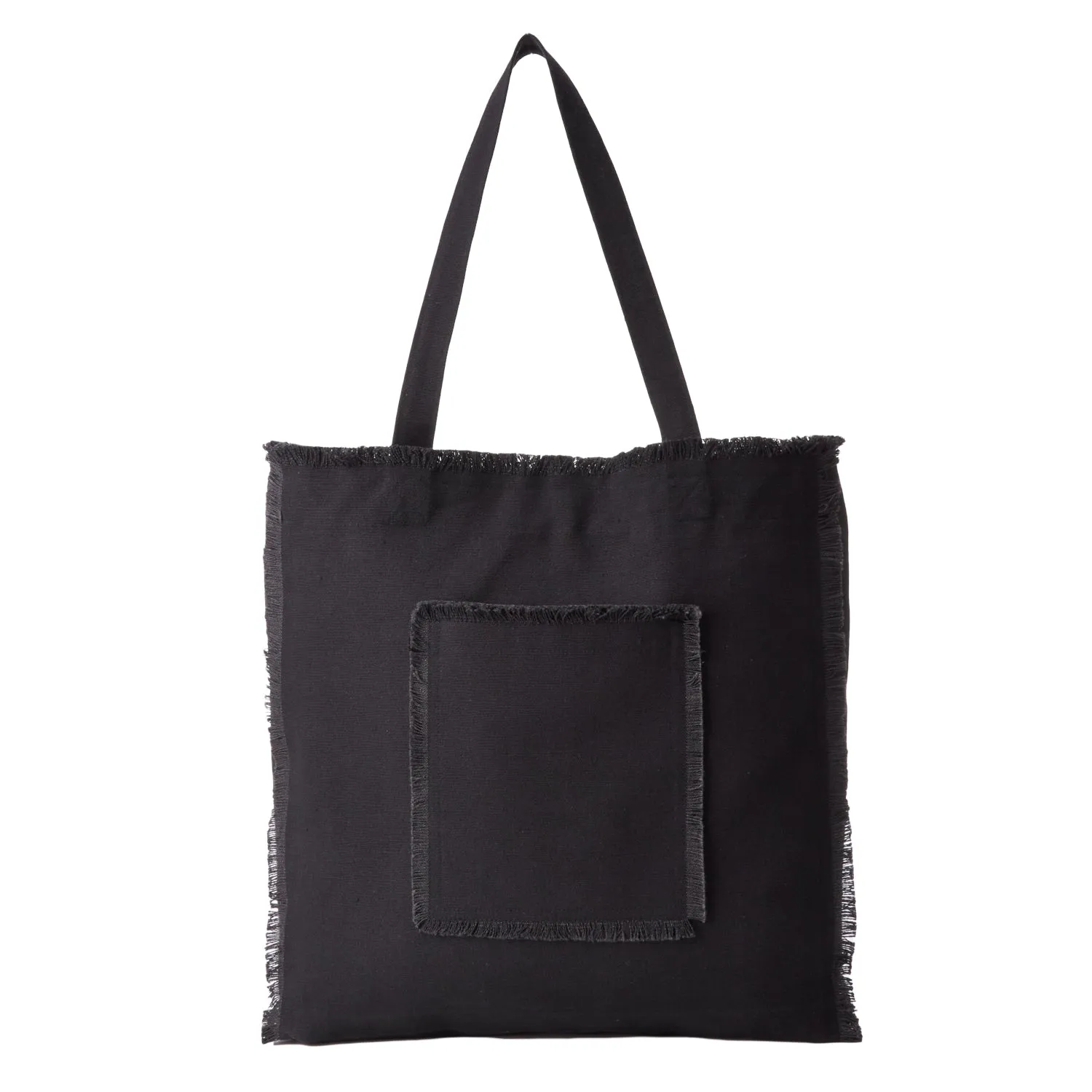 CANVAS TOTE BAG WITH FRAY EDGES BLACK