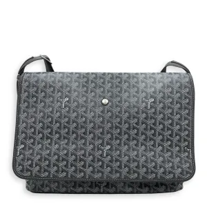 Capetien MM Grey Crossbody Bag in Goyardine canvas, Silver hardware