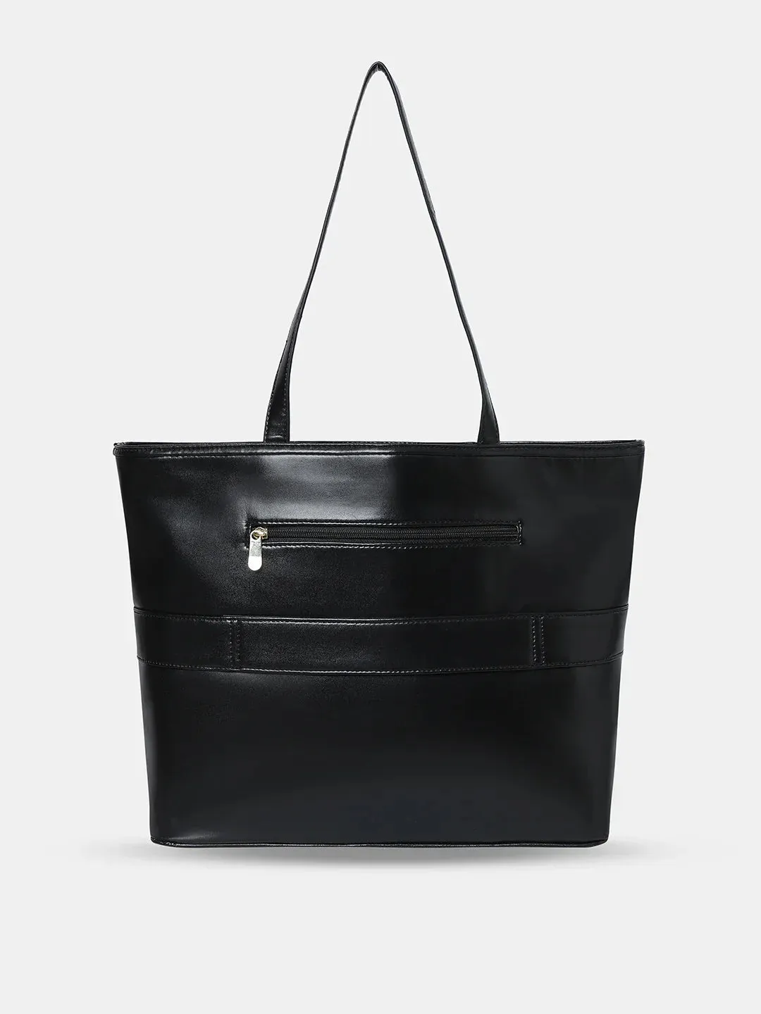 Caprese Snow Printed Large Black Laptop Tote Bag