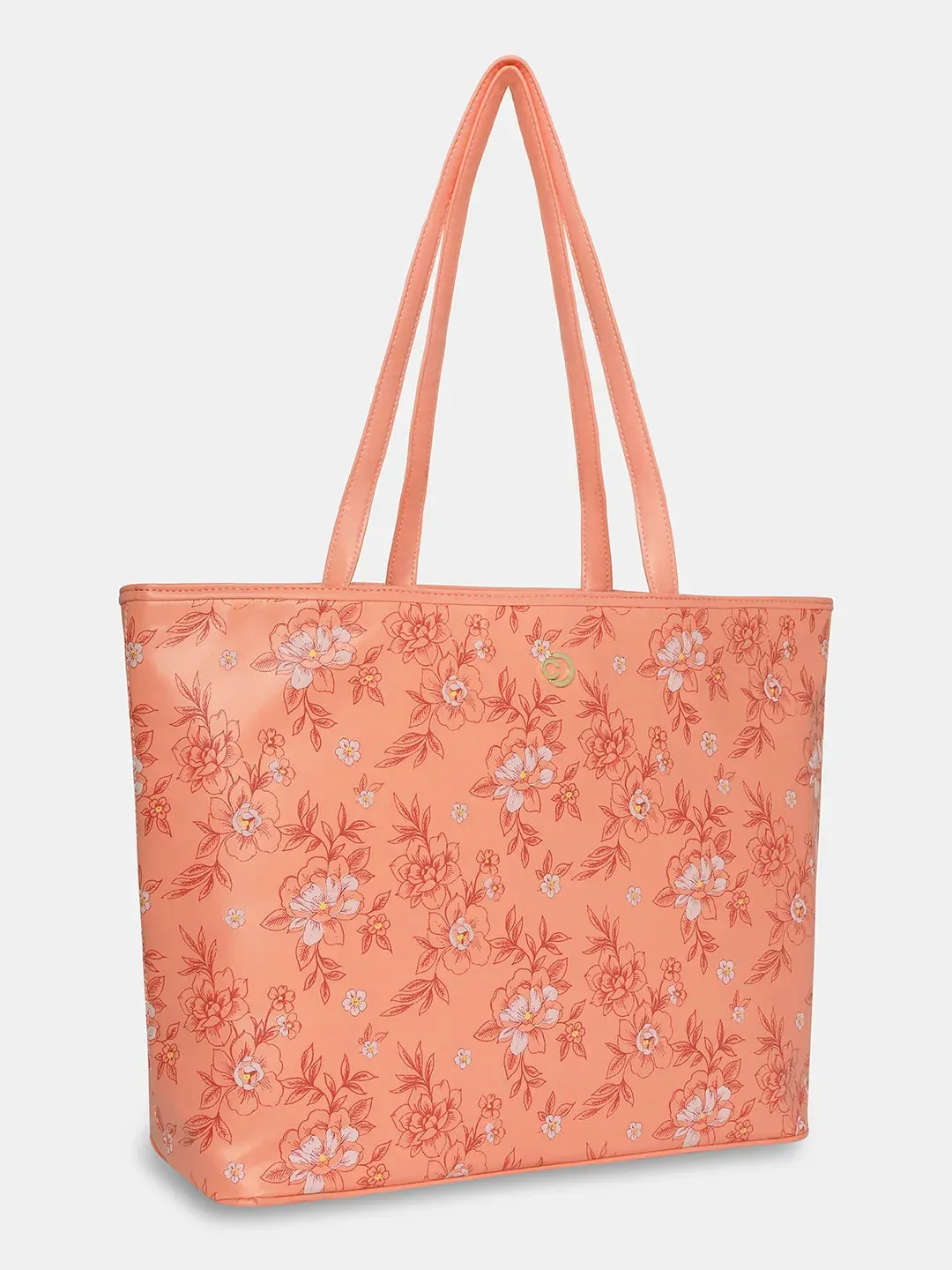Caprese Snow Printed Large Coral Laptop Tote
