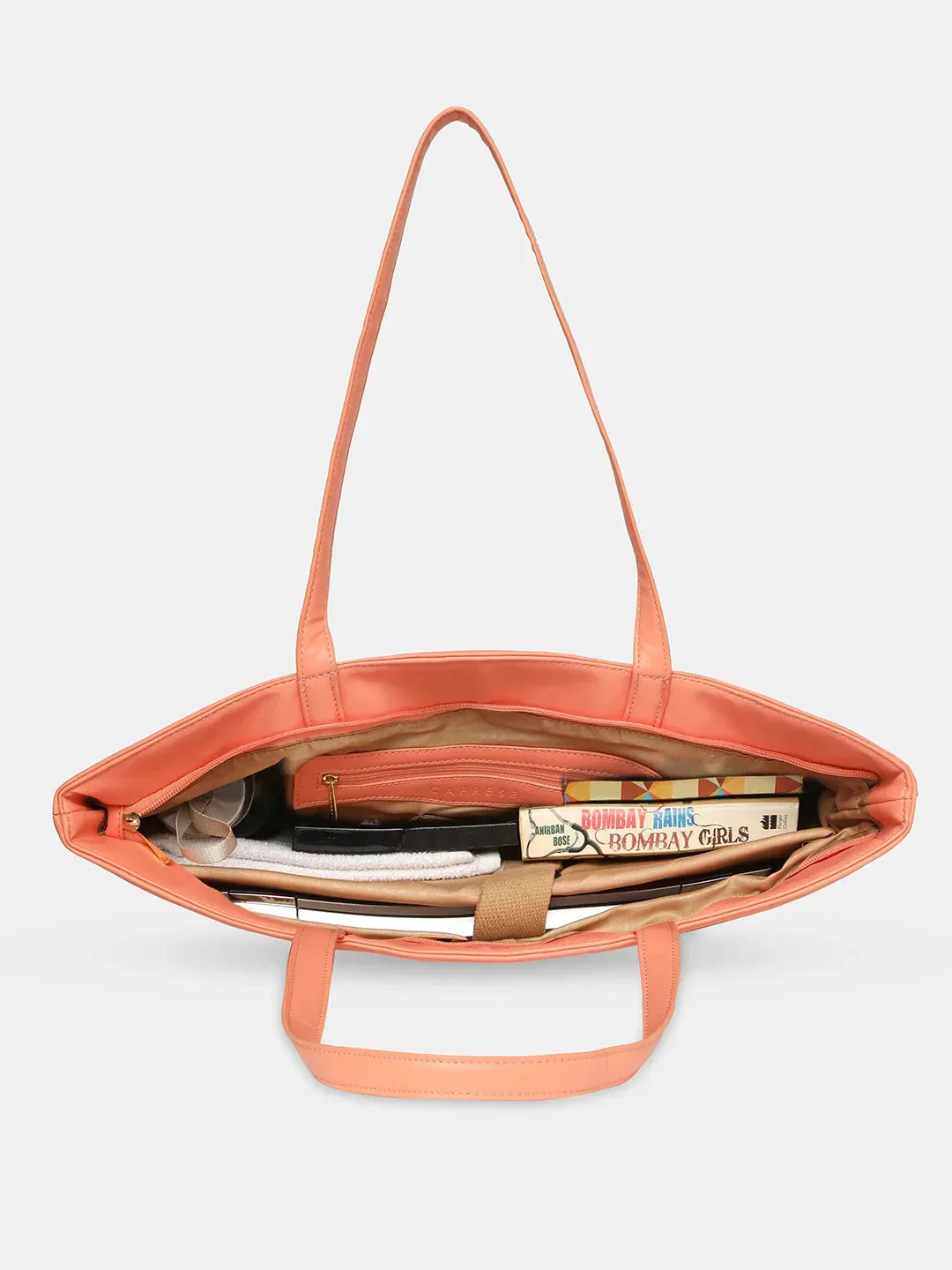 Caprese Snow Printed Large Coral Laptop Tote
