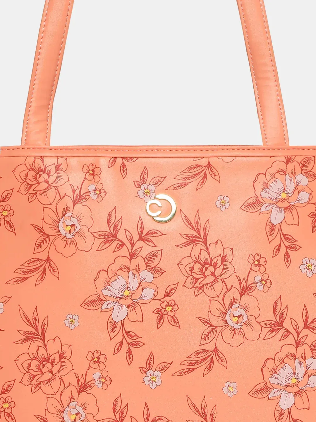 Caprese Snow Printed Large Coral Laptop Tote