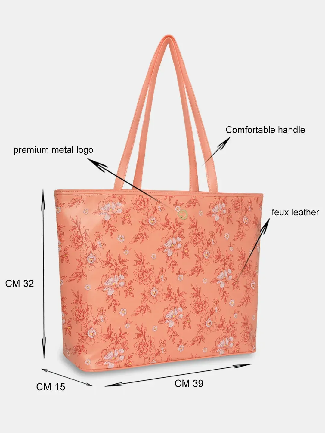 Caprese Snow Printed Large Coral Laptop Tote