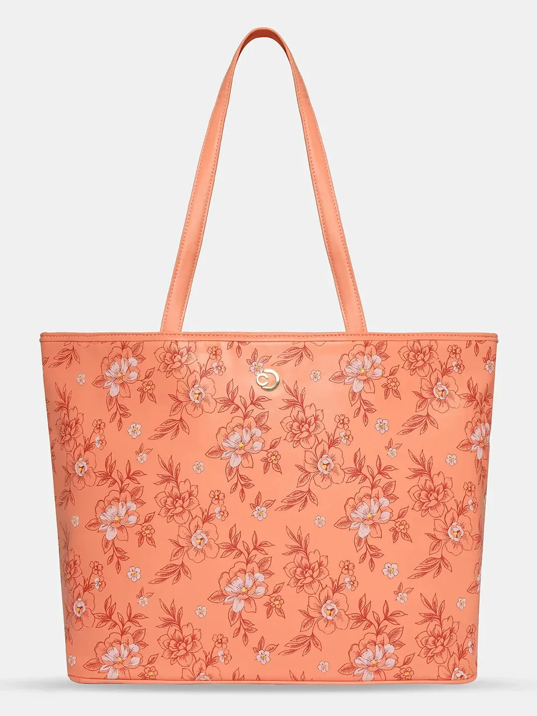 Caprese Snow Printed Large Coral Laptop Tote