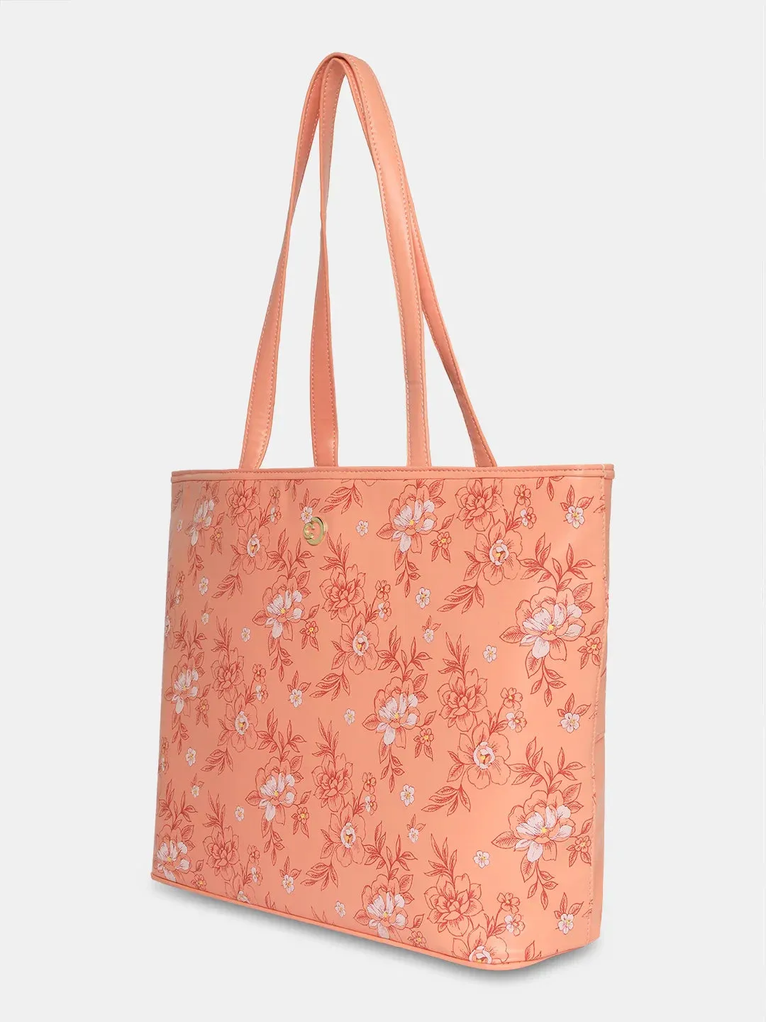 Caprese Snow Printed Large Coral Laptop Tote