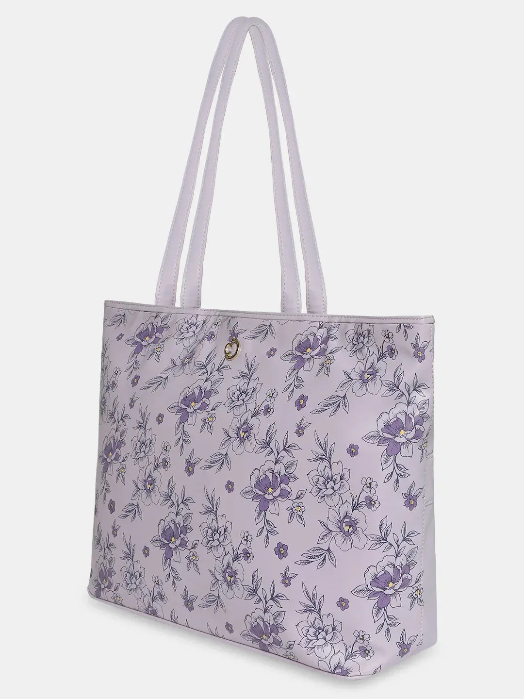 Caprese Snow Printed Large Lavender Laptop Tote