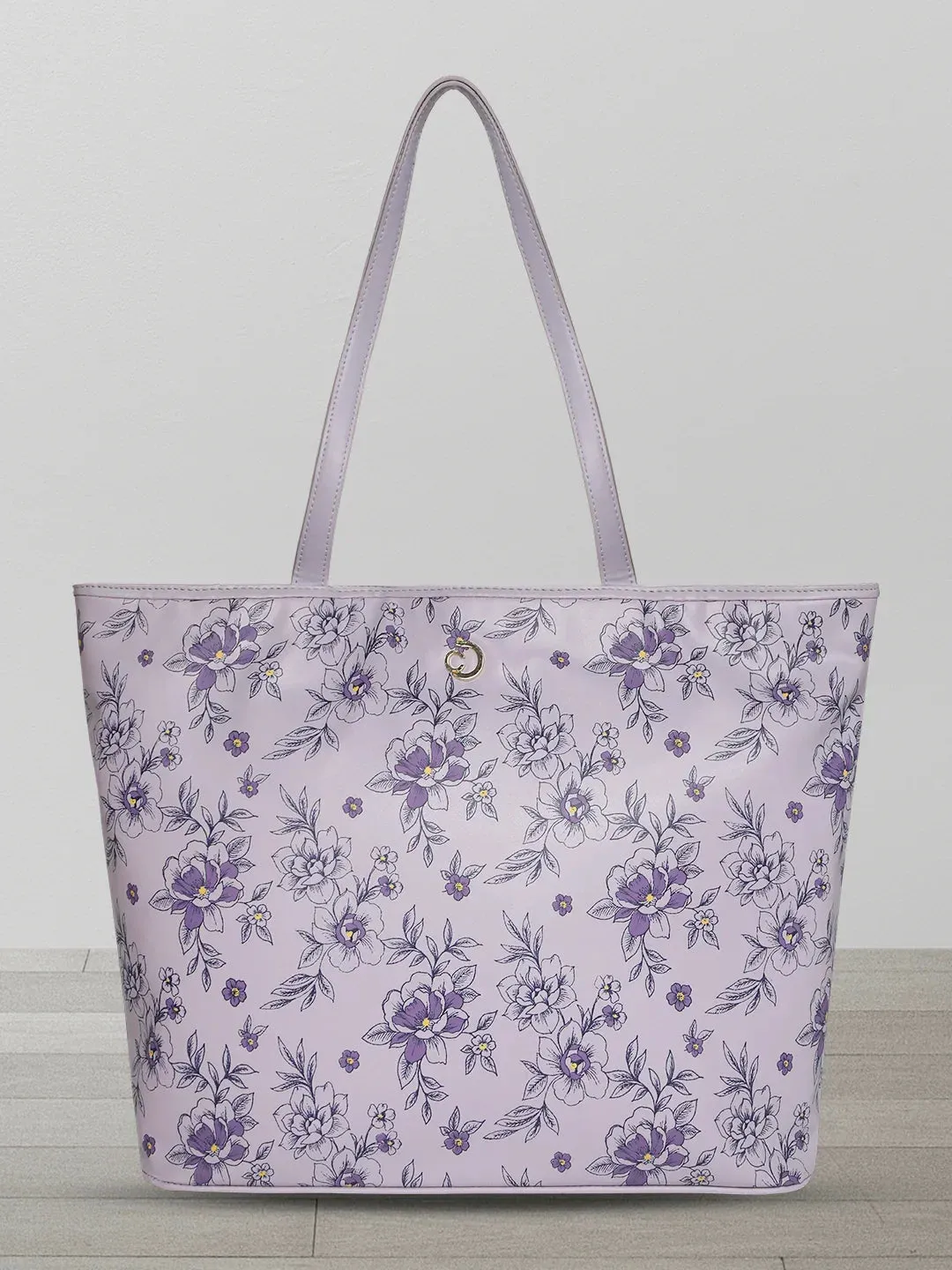 Caprese Snow Printed Large Lavender Laptop Tote