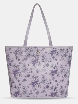 Caprese Snow Printed Large Lavender Laptop Tote