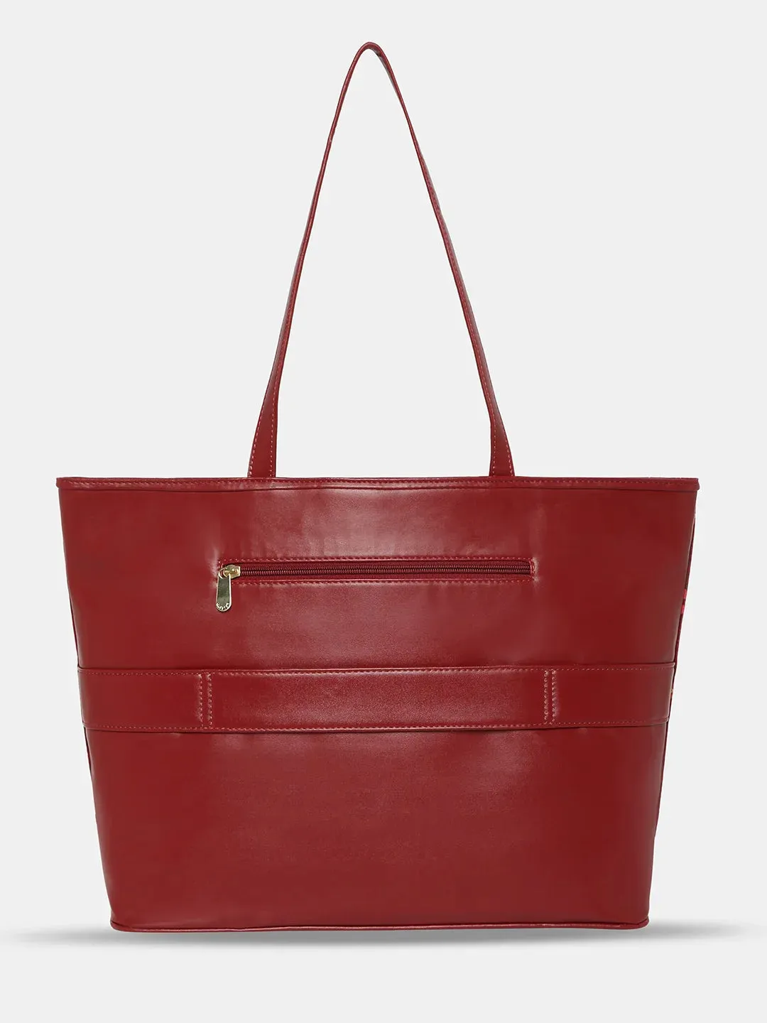Caprese Snow Printed Large Maroon Laptop Tote