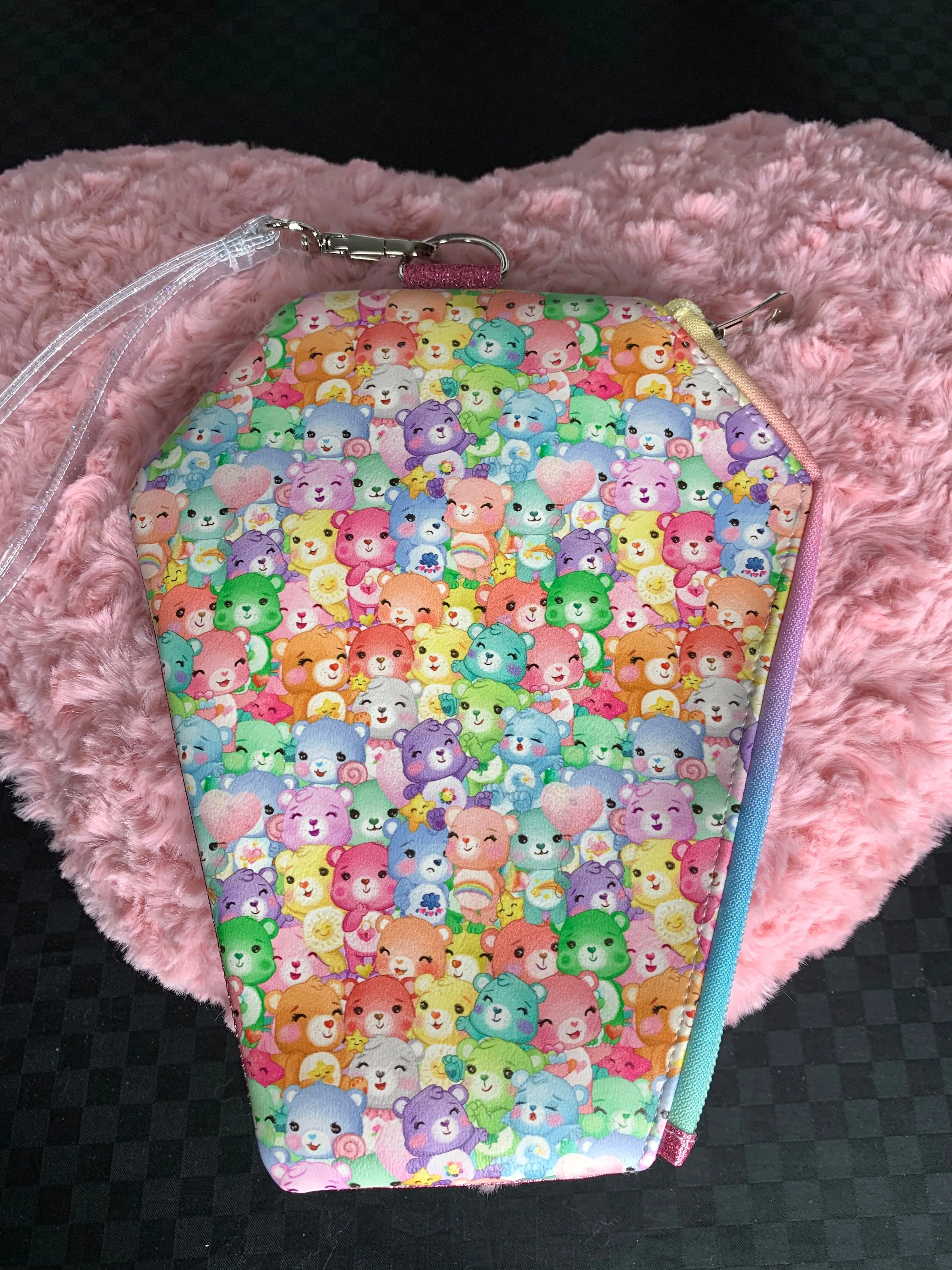 Care Bears fan art wristlet bag