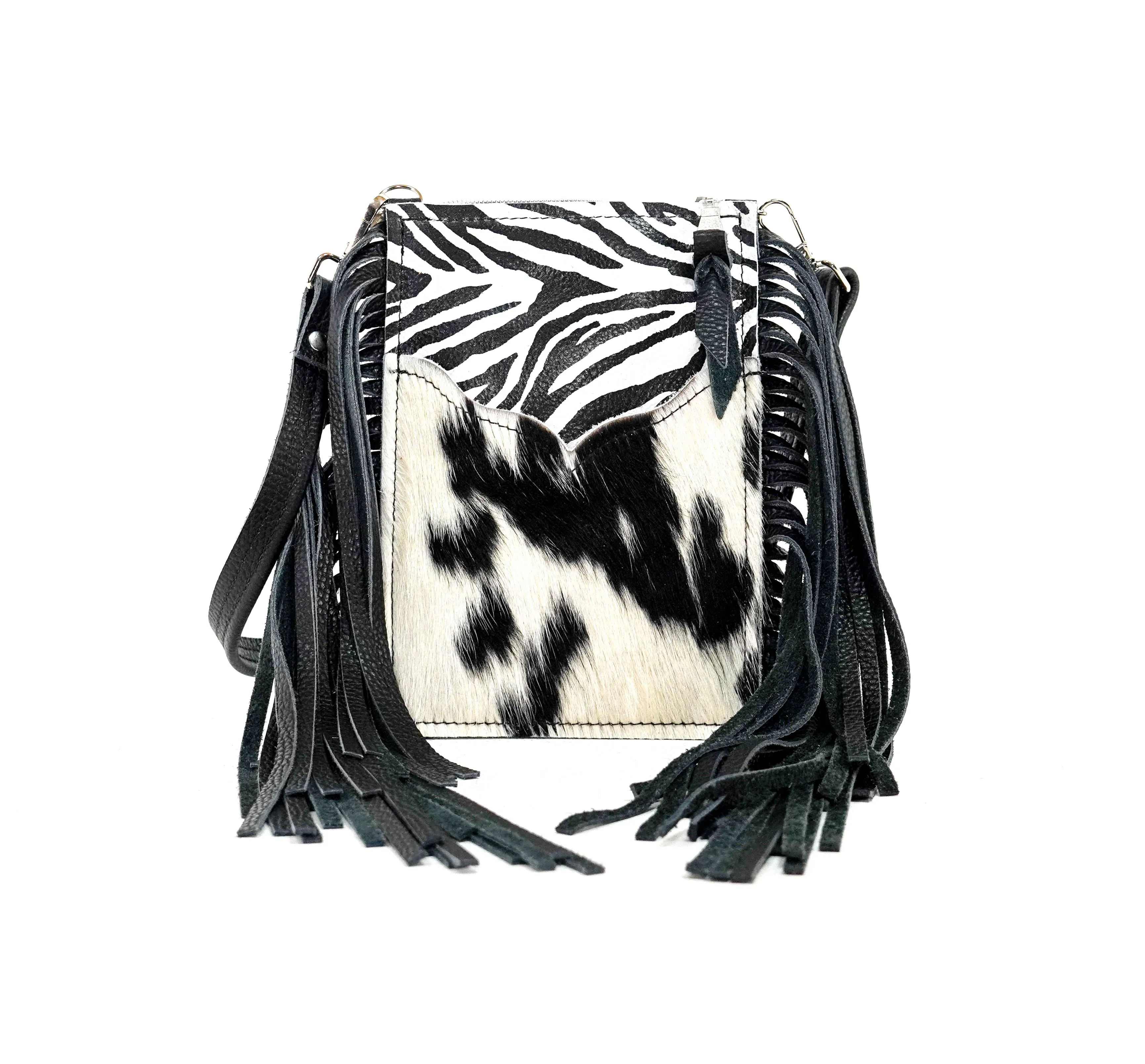 Carrie - Black & White w/ Zebra Leather