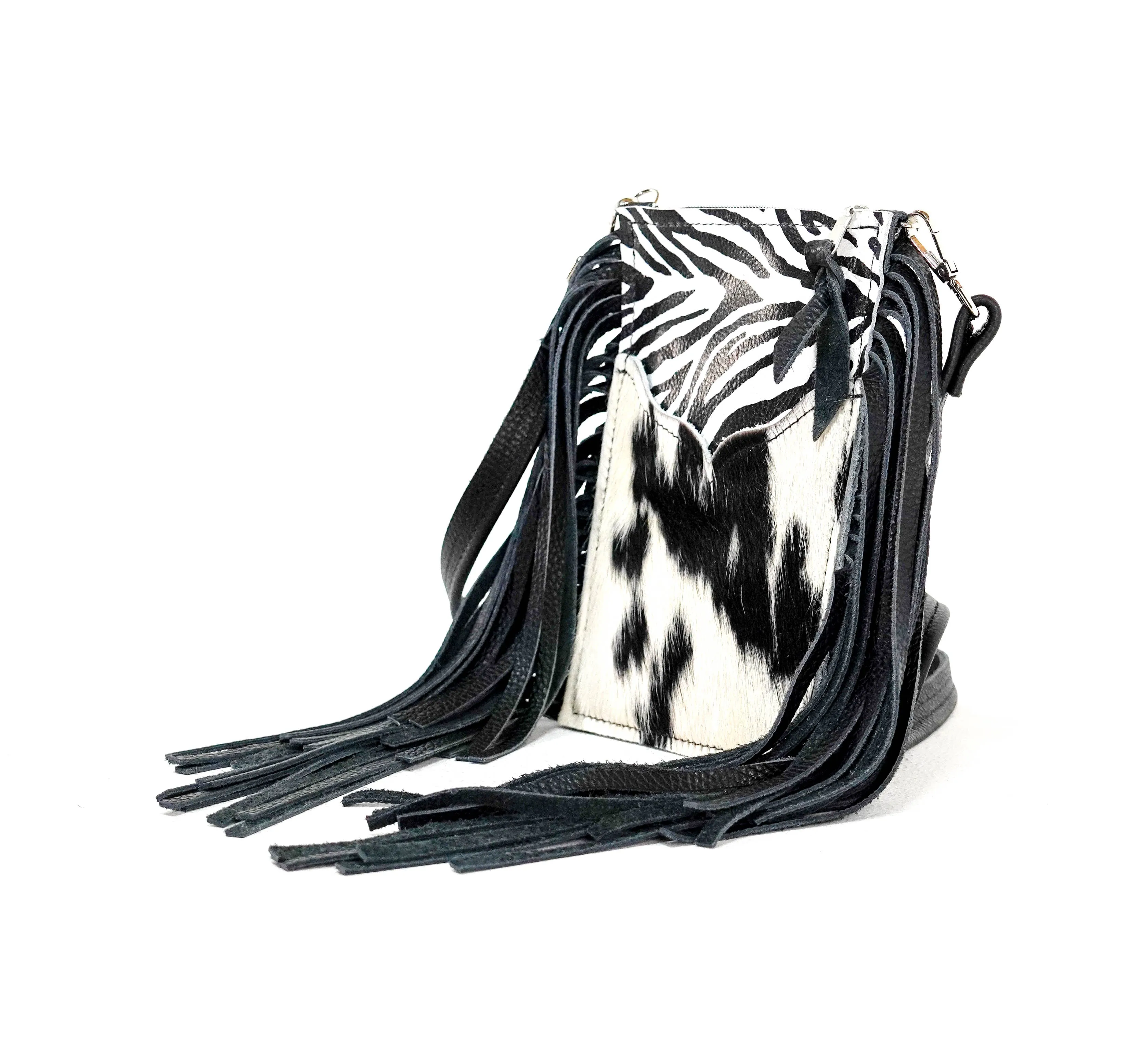 Carrie - Black & White w/ Zebra Leather