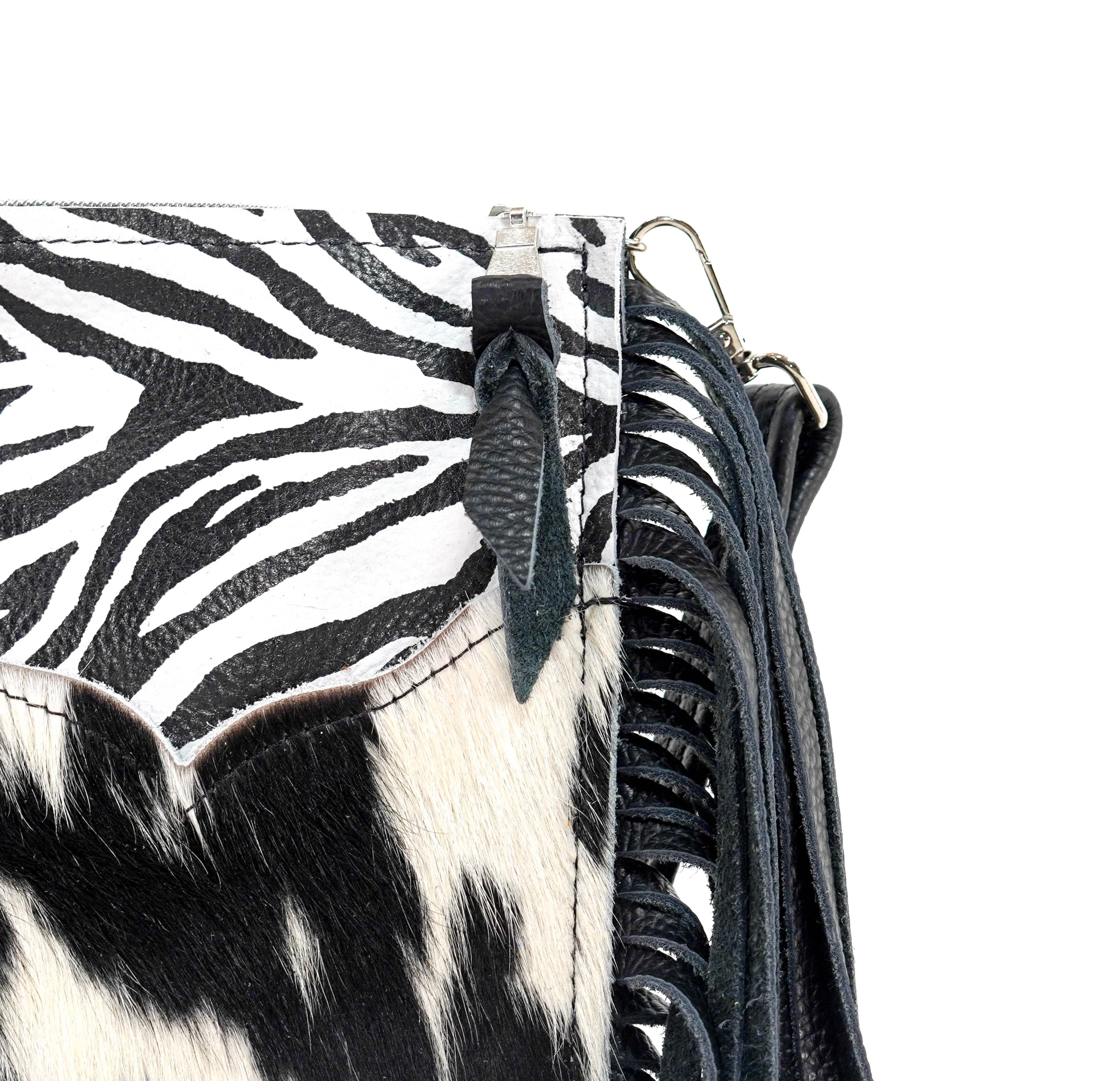 Carrie - Black & White w/ Zebra Leather