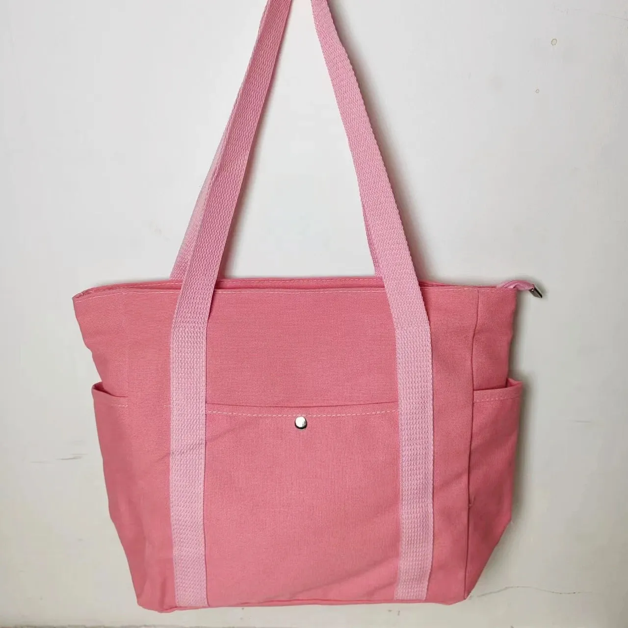 Casual Canvas Tote Bag with Multi-Pocket Design – Versatile Shopper / Student Bag for Everyday Use