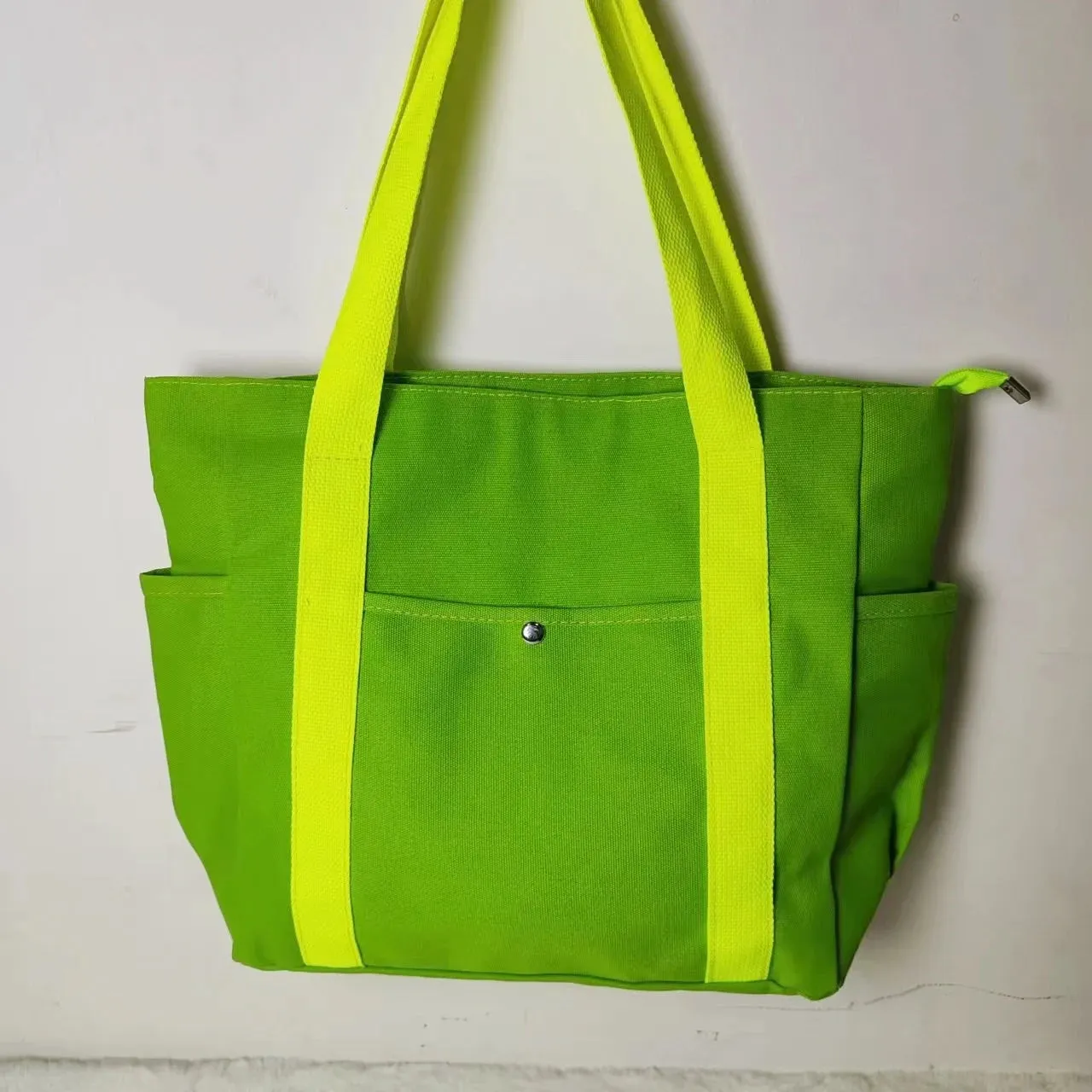 Casual Canvas Tote Bag with Multi-Pocket Design – Versatile Shopper / Student Bag for Everyday Use
