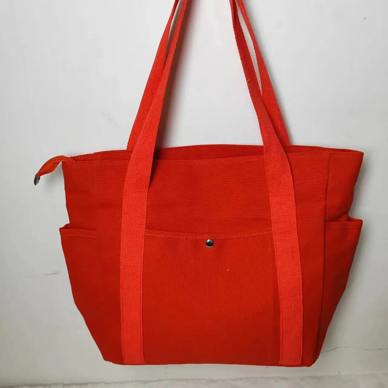 Casual Canvas Tote Bag with Multi-Pocket Design – Versatile Shopper / Student Bag for Everyday Use