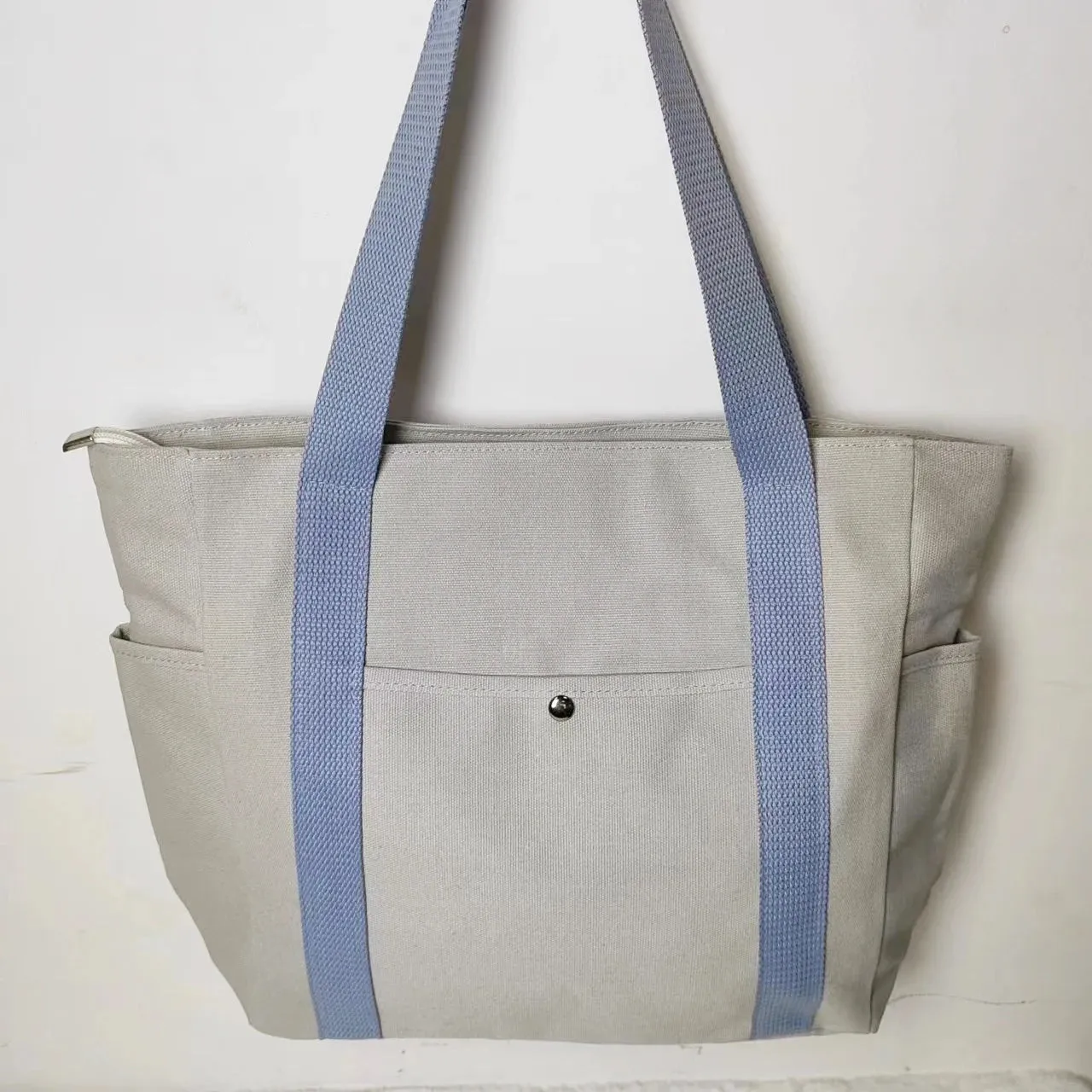 Casual Canvas Tote Bag with Multi-Pocket Design – Versatile Shopper / Student Bag for Everyday Use