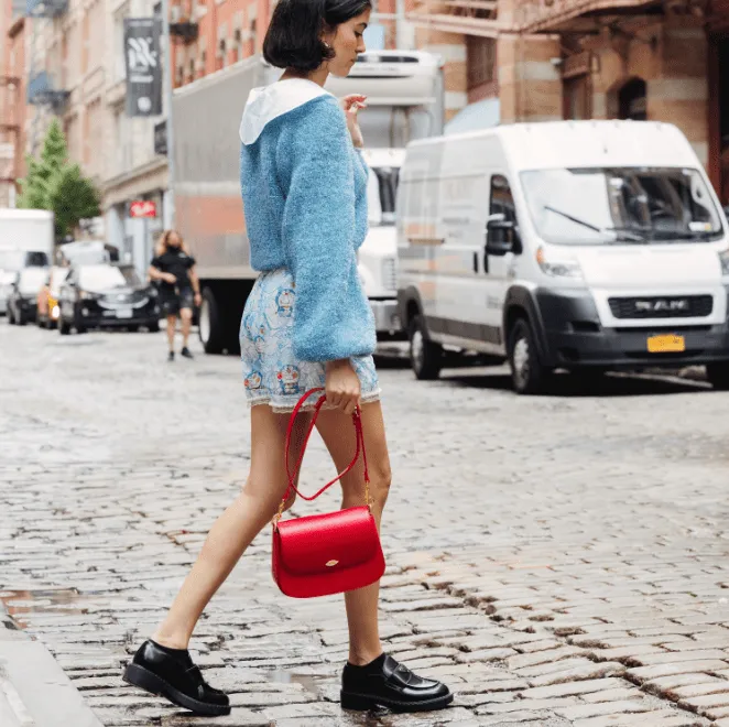 Celim Apple Leather Vegan Crossbody Bag | Lipstick Red
