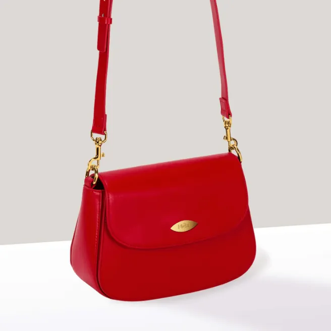Celim Apple Leather Vegan Crossbody Bag | Lipstick Red