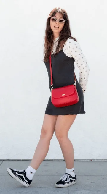 Celim Apple Leather Vegan Crossbody Bag | Lipstick Red