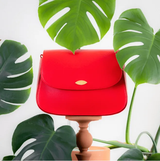 Celim Apple Leather Vegan Crossbody Bag | Lipstick Red