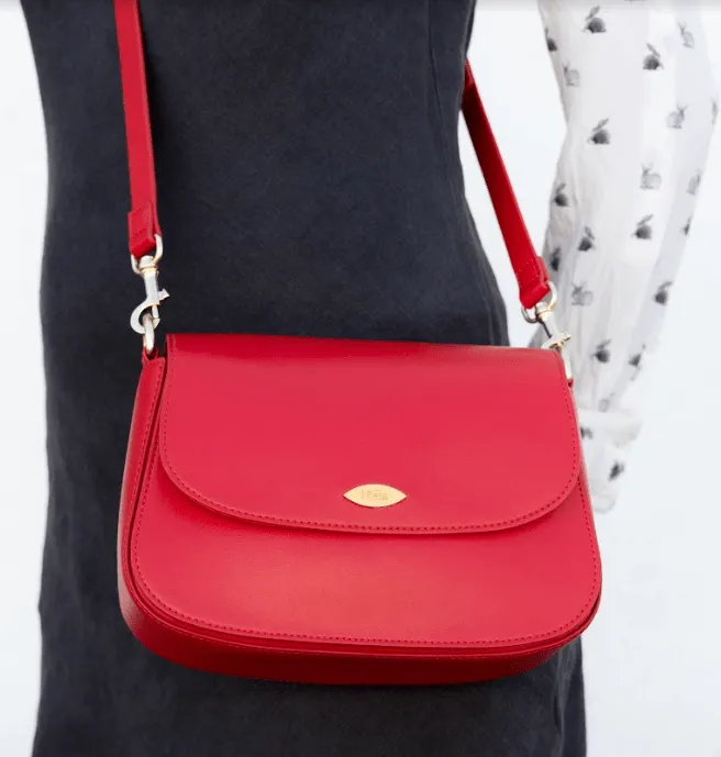 Celim Apple Leather Vegan Crossbody Bag | Lipstick Red