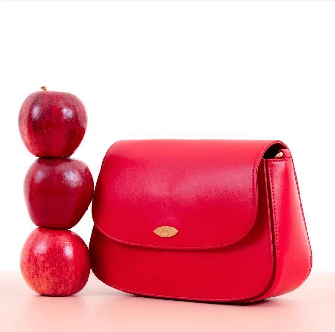 Celim Apple Leather Vegan Crossbody Bag | Lipstick Red