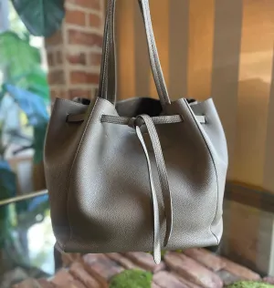 CELINE Belt Cabas Phantom Small Gray Soft Grained Calfskin Tote Bag