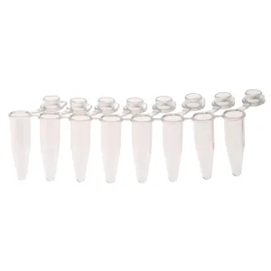 Celltreat 230462 PCR 8-Strip Tubes, 0.2mL, Separable, Attached Dome Caps, Clear, 120/pk