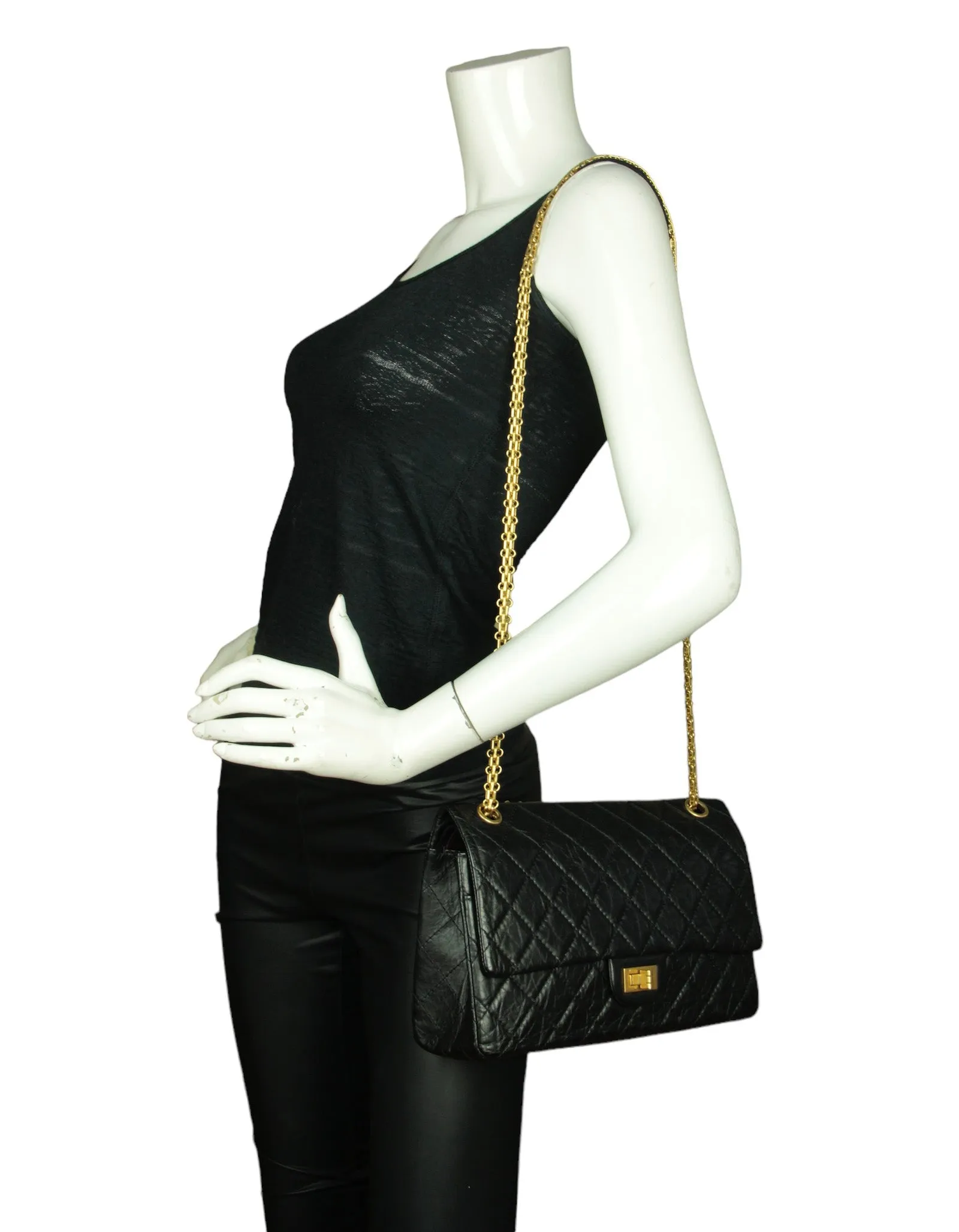 Chanel Black Calfskin Quilted 2.55 Reissue 226 Flap Bag