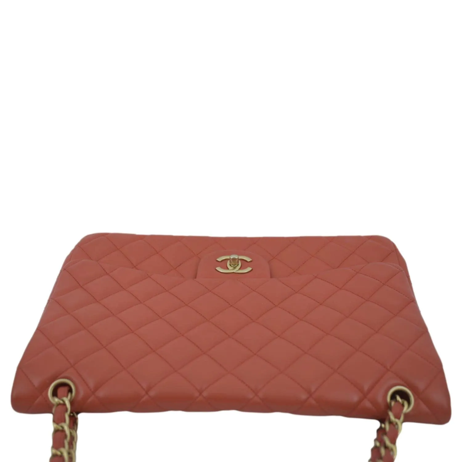 CHANEL Classic Maxi Single Flap Quilted Leather Shoulder Bag Red