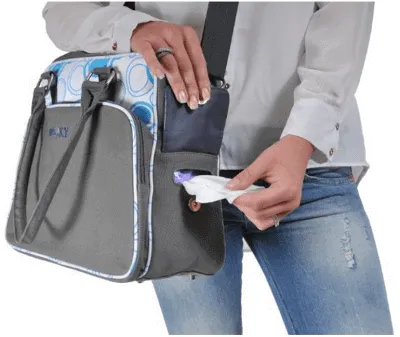 Changing Bag with Pull and Wipe Aqua Circles