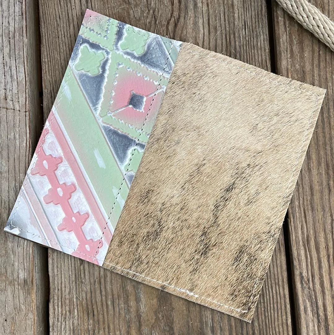 Checkbook Cover - Brindle w/ Watermelon Wine