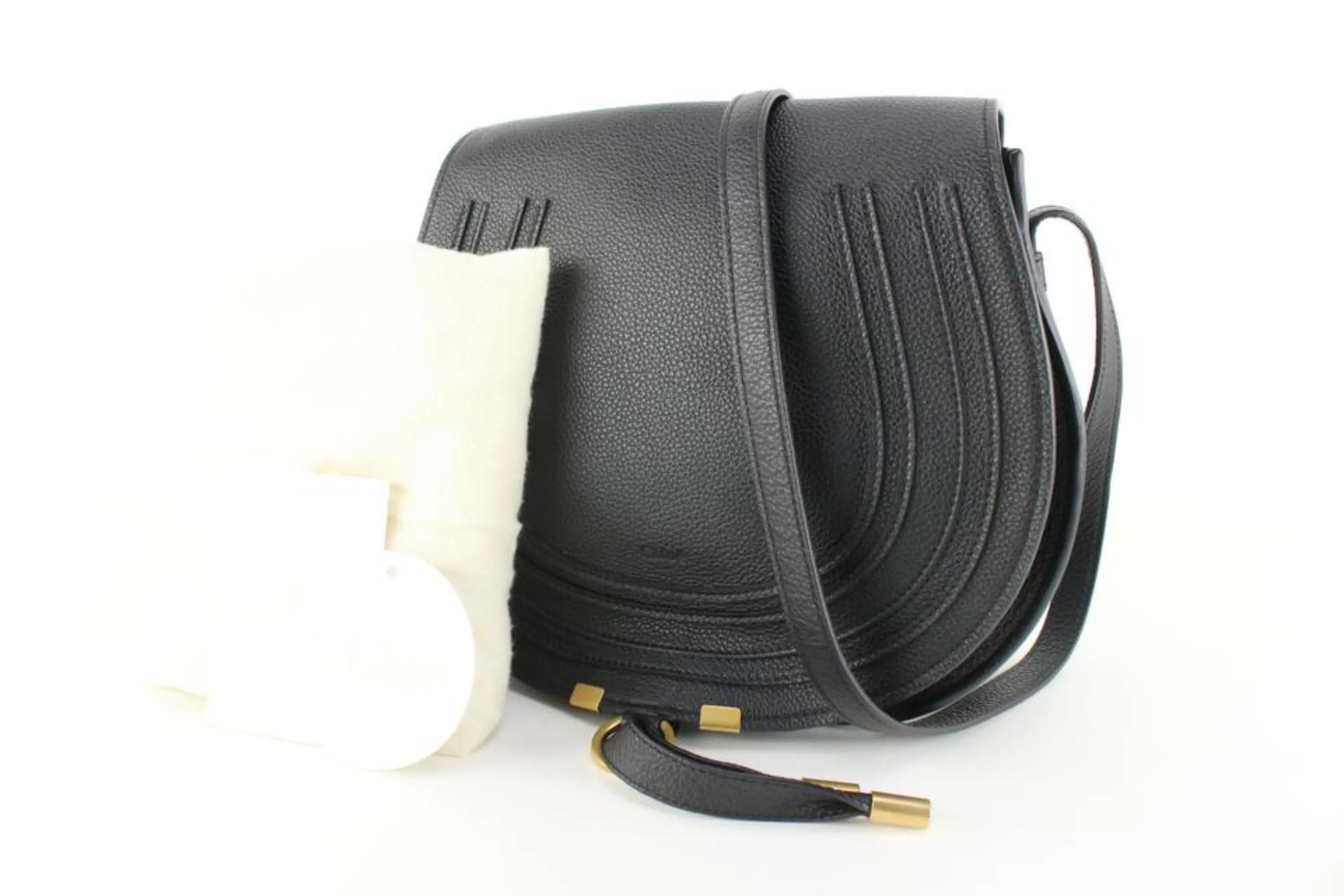 Chloé Black Calfskin Medium Marcie Round Crossbody Bag  20cl82s